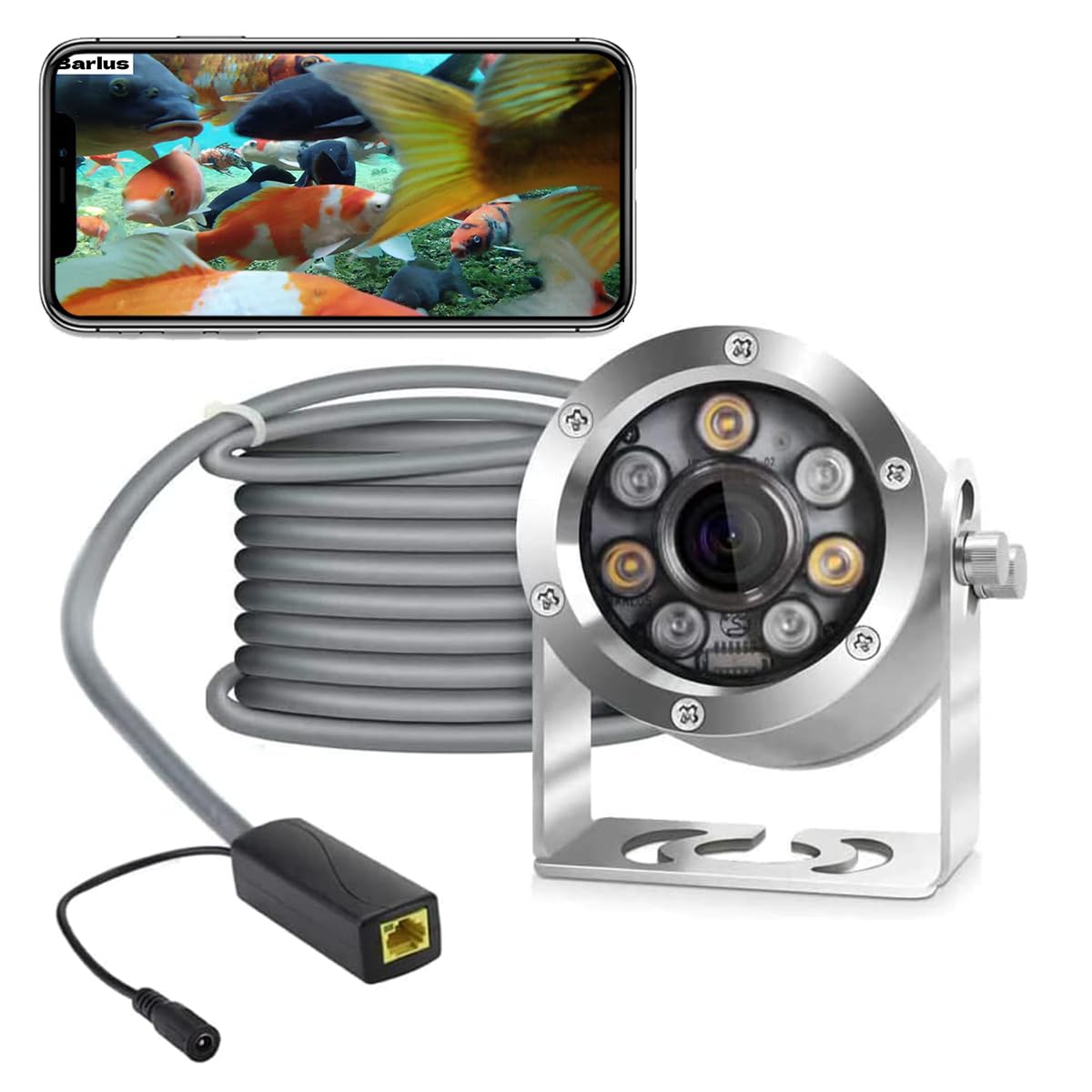 Barlus underwater camera POE 5MP full HD vision for pond monitoring