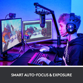 Barobke Logitech StreamCam connected to a PC for natural video during calls.