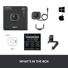 Barobke Logitech StreamCam renewed packaging ready for setup.