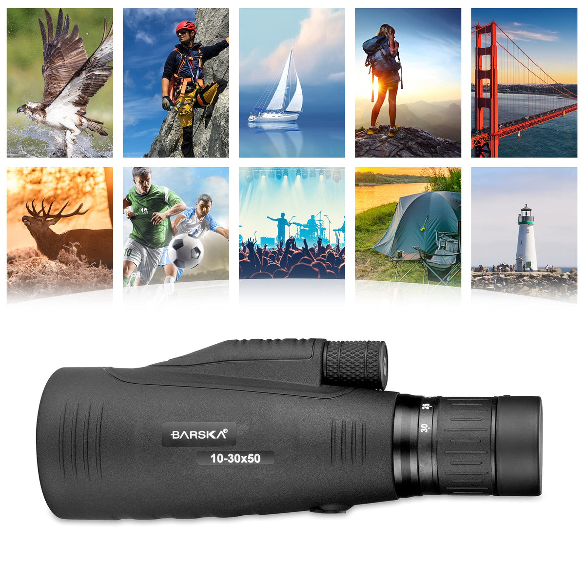 Barska monocular with tripod socket enabling stable hands-free viewing