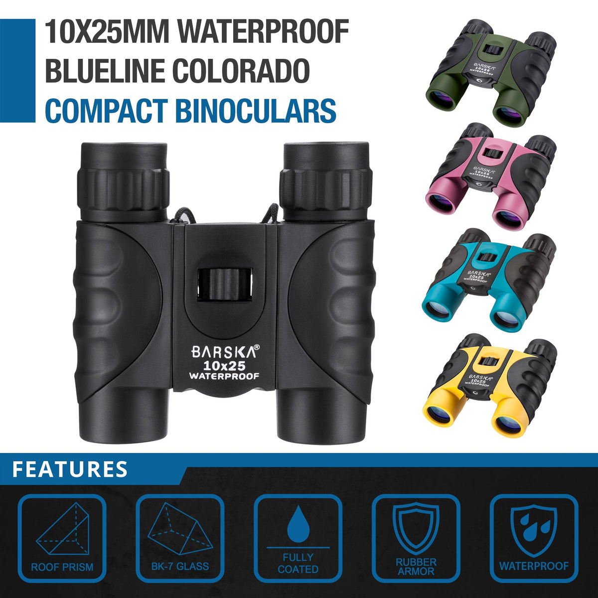Barska 10x25 rubber armor close-up for improved grip and shock protection