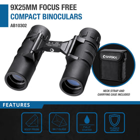 Barska compact binoculars closed size demonstrating travel-friendly convenience