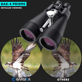 Wide 80mm objective lenses maximize light for day and night viewing