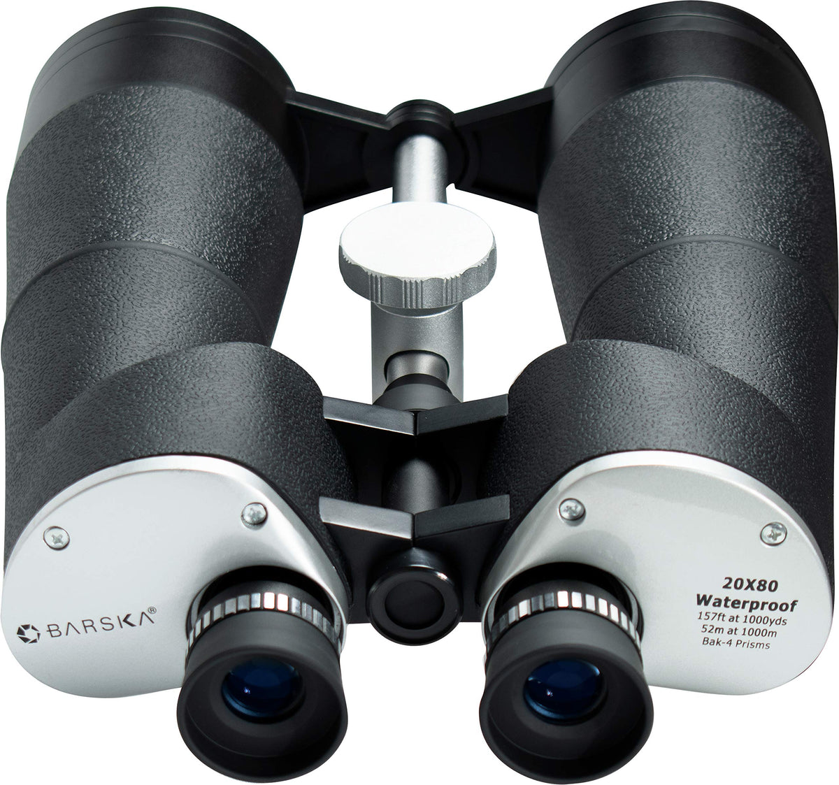 Barska Cosmos binoculars side view highlighting rugged aluminum body for outdoor use.