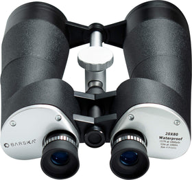 Barska Cosmos binoculars side view highlighting rugged aluminum body for outdoor use.