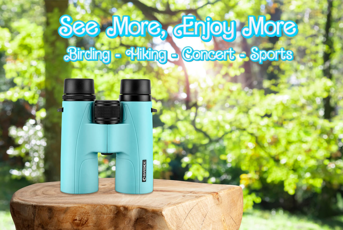 Barska Crush Binoculars Breeze Blue in use during birdwatching and hikes