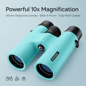 Barska Crush Binoculars Breeze Blue with accessories shows ready-to-go setup
