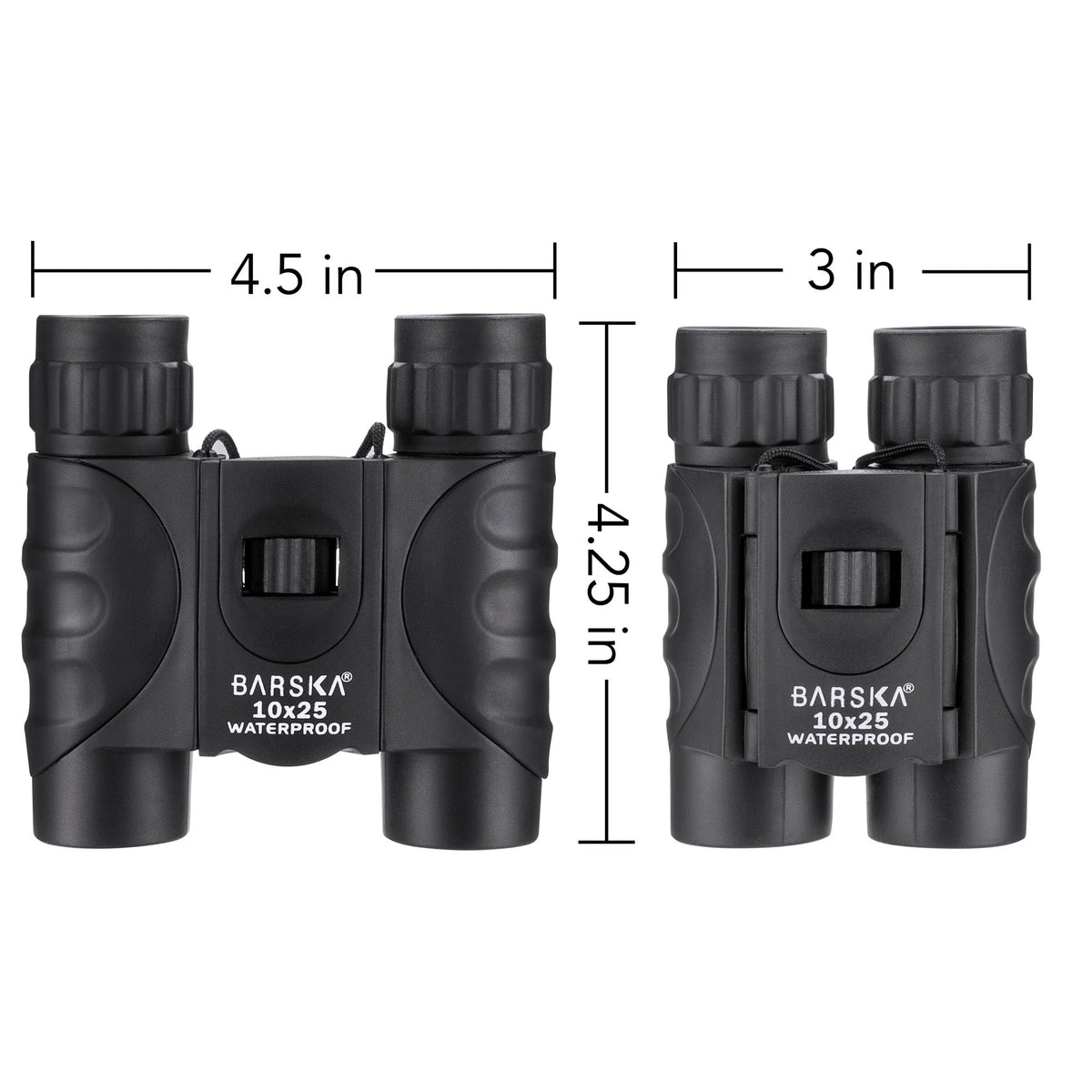Barska folded pocket-size binoculars beside a smartphone to show compact scale