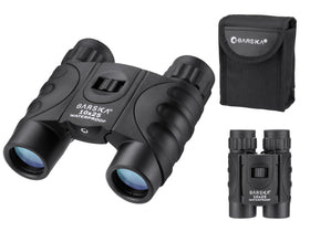 Barska front view of compact binoculars showing clear optics and portable benefit
