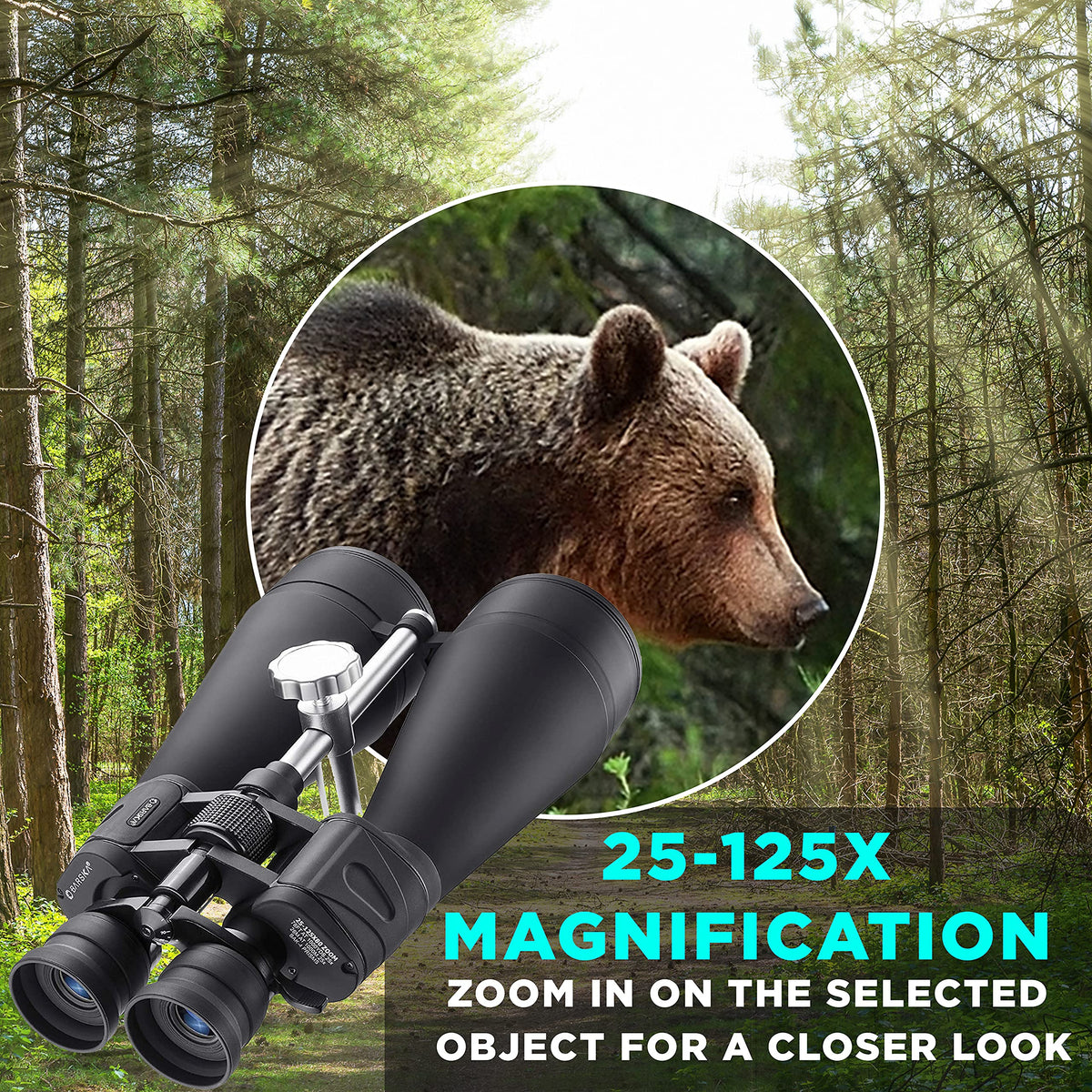 Barska Gladiator tripod adapter enables stable long-distance viewing.