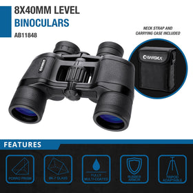 Barska Level Binoculars rugged rubber armour improves grip in wet conditions.