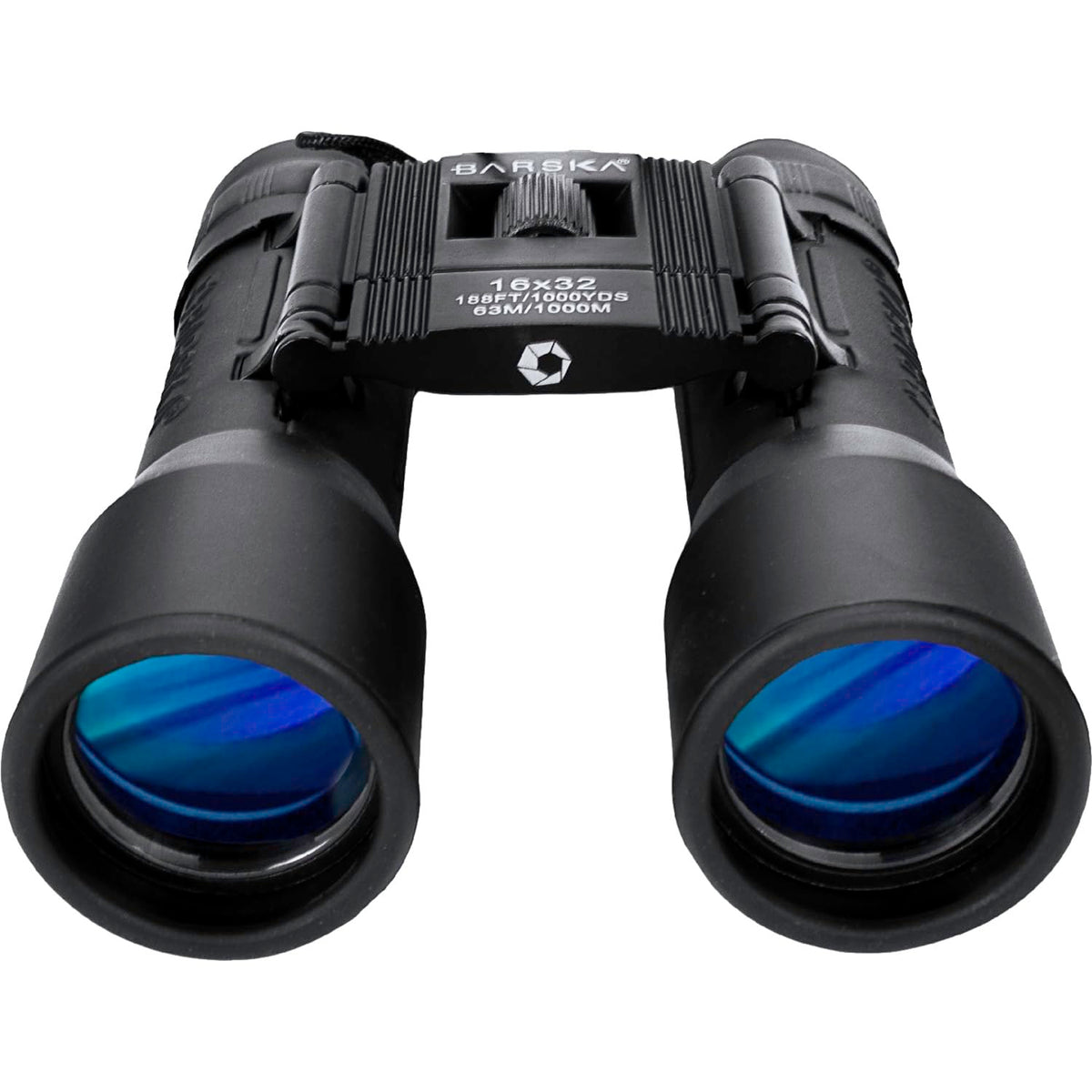 Barska Lucid View front packaging showing compact binoculars and benefits