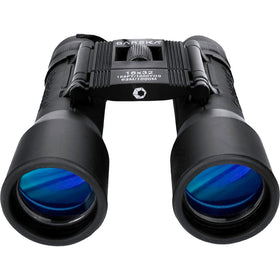 Barska Lucid View front packaging showing compact binoculars and benefits