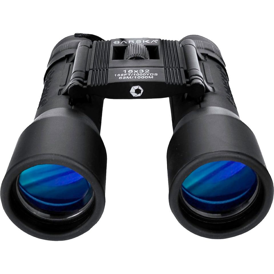 Barska Lucid View front profile showing clear barrels and roof prism design for bright viewing