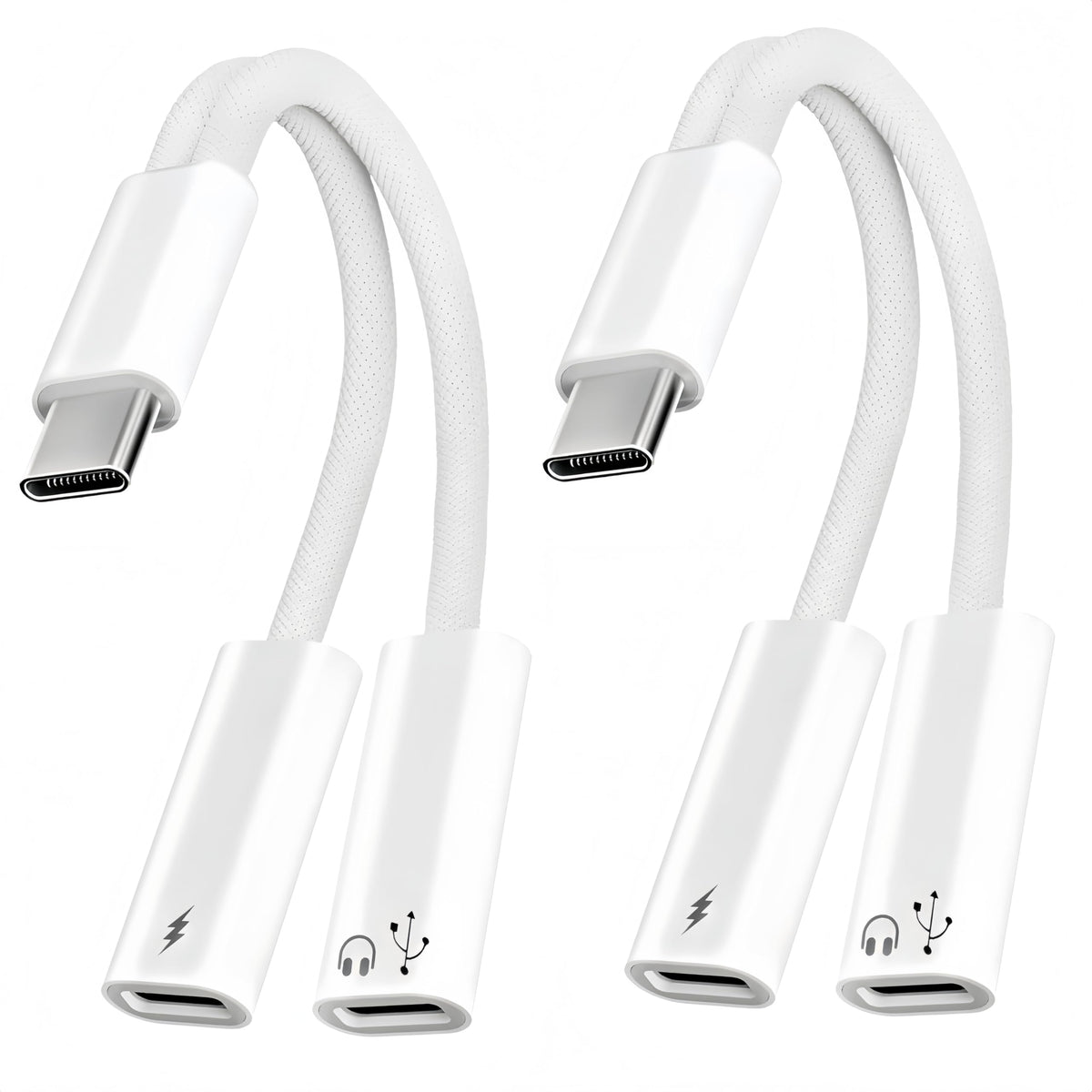 Basecolors 2Pack USB-C Splitter unboxing shows dual audio and fast charging capability.