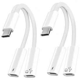 Basecolors 2Pack USB-C Splitter unboxing shows dual audio and fast charging capability.