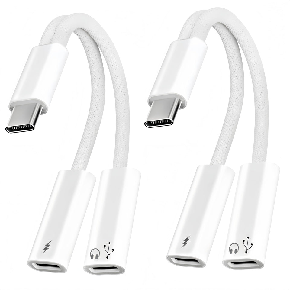 Basecolors 2Pack USB-C Splitter unboxing shows dual audio and fast charging capability.