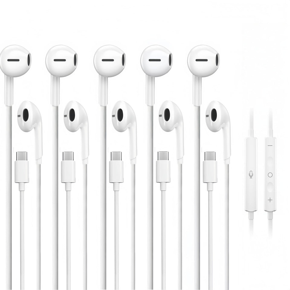 Basecolors 5-pack USB-C headphones setup for easy backups on the go