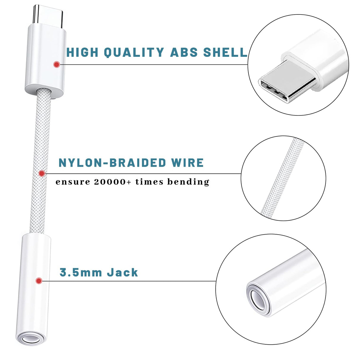 Basecolors USB-C headphone adapter with a durable ABS shell for daily use.