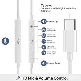 Basecolors USB-C headphones with DAC chip for high-fidelity audio on compatible devices