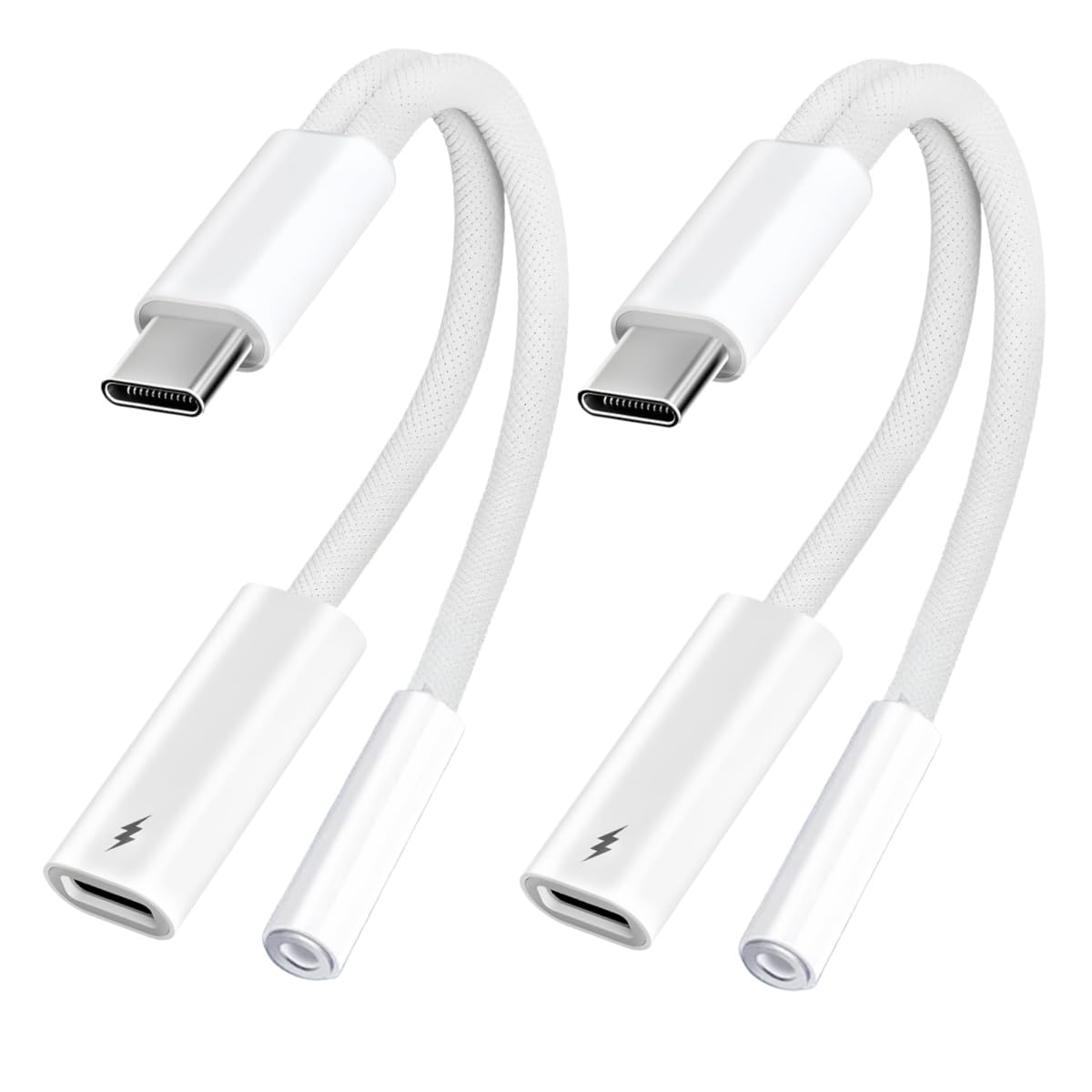 Basecolors USB-C to 3.5mm adapter showcases compact design for travel listening and charging.