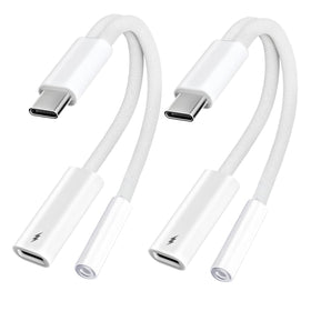 Basecolors USB-C to 3.5mm adapter showcases compact design for travel listening and charging.