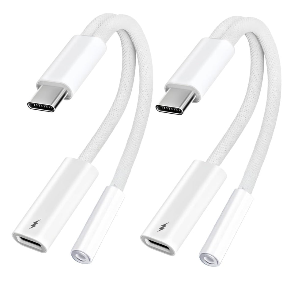 Basecolors USB-C to 3.5mm adapter showcases compact design for travel listening and charging.
