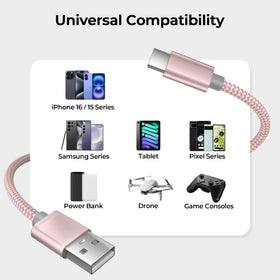Basesailor pink USB-C cable ideal for car or home charging.