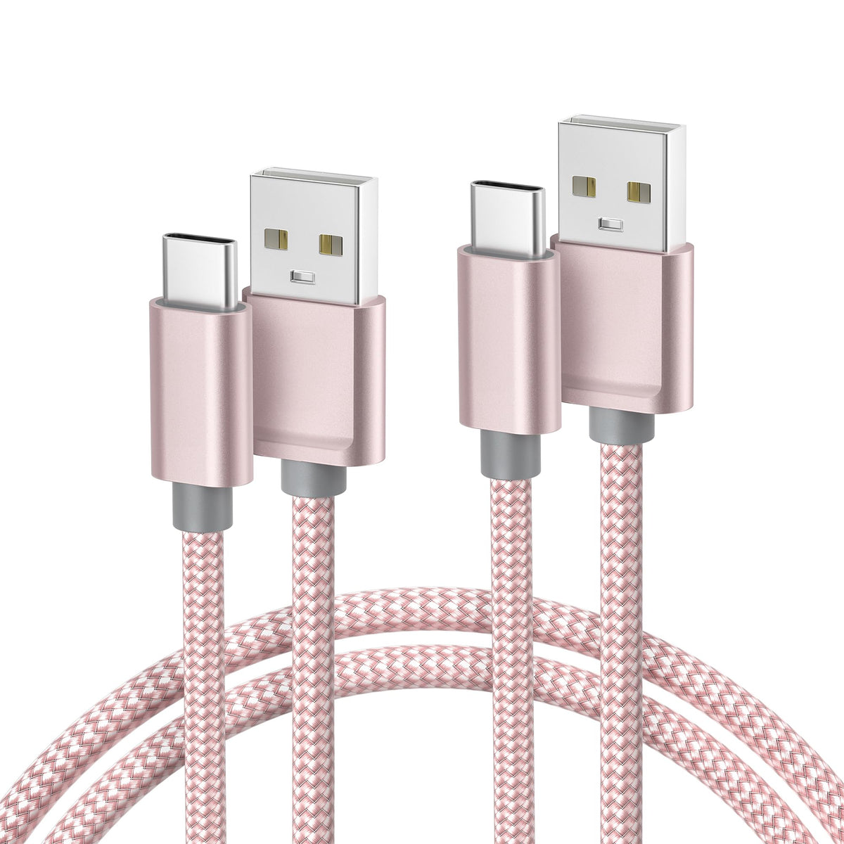 Basesailor pink USB-C cable two-pack, 3.3ft, ready for quick charging sessions.