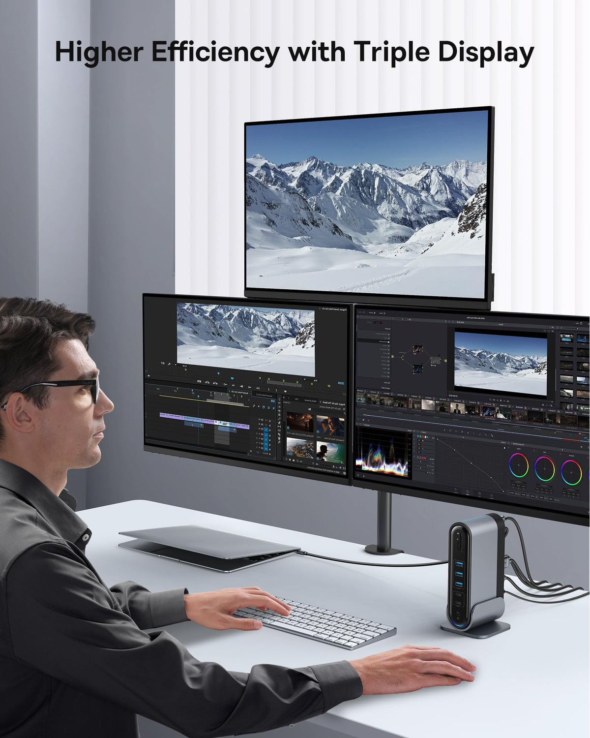 Baseus 17-in-1 docking station 4K output close-up with crisp visuals