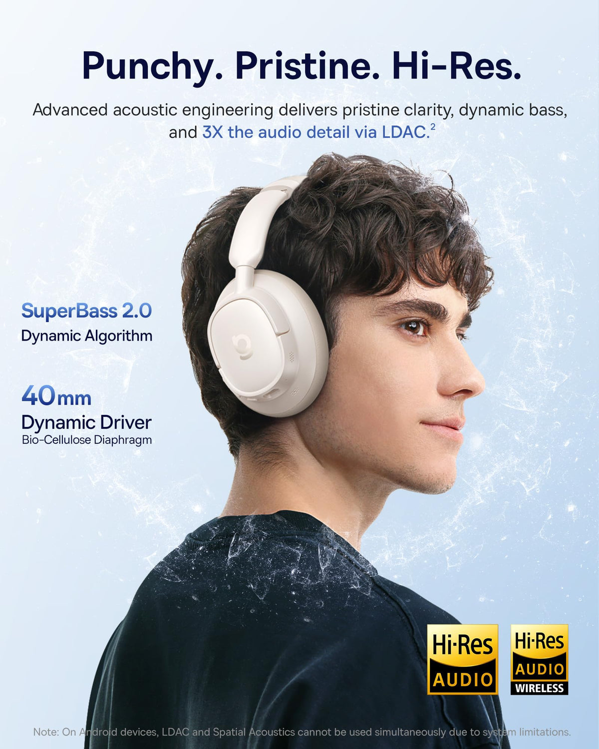 Baseus Bass BH1 NC headphones with SuperBass 2.0 deliver deep, punchy bass.