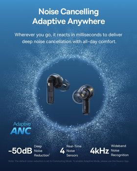 Baseus Bass BP1 Pro close-up of earbud driver, precise Hi-Res audio detail visible