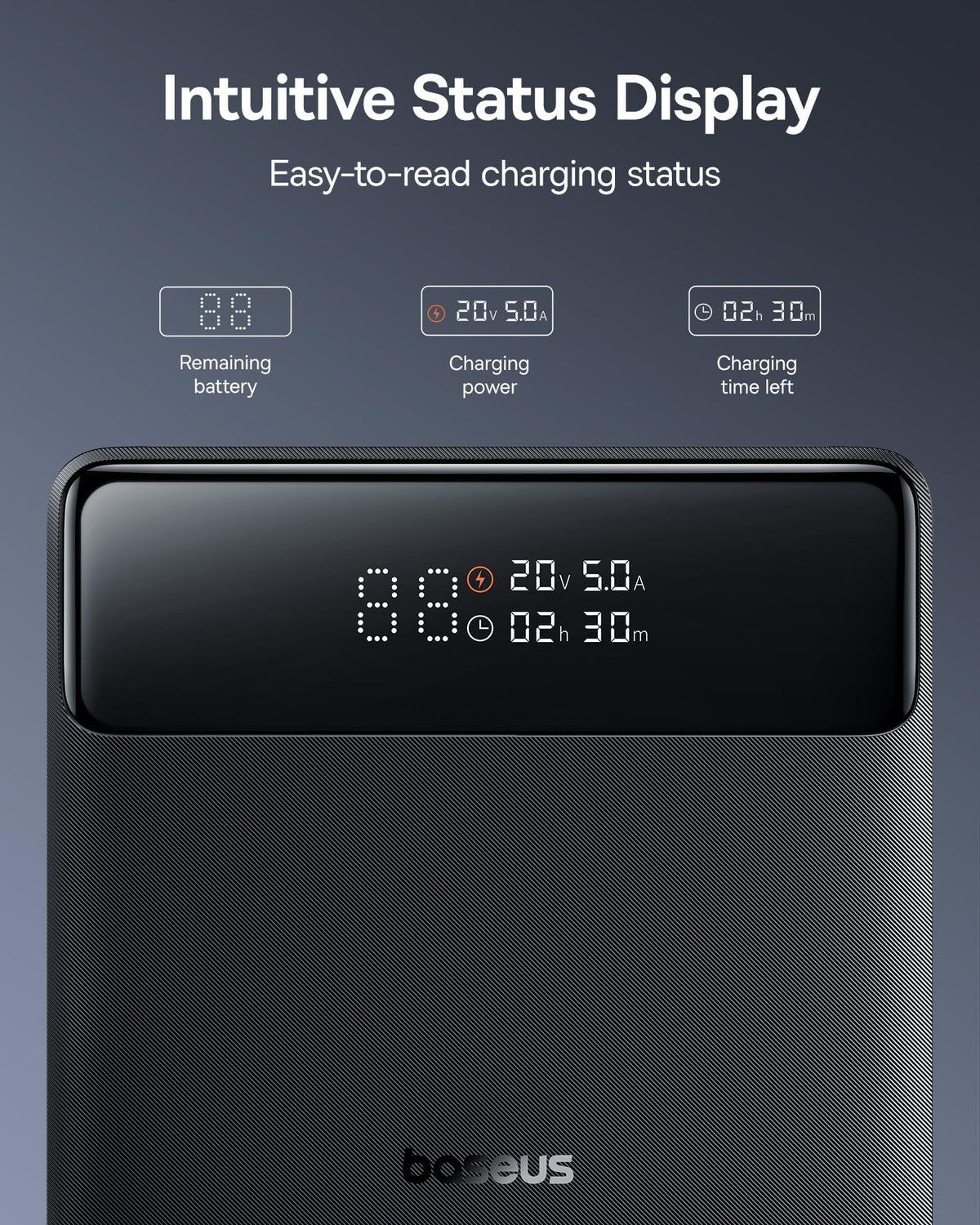 Baseus Blade 100W power bank charging a MacBook Pro on the go.