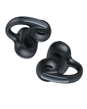 Baseus Bowie MC1 front profile showing open-ear clip-on design and comfortable fit