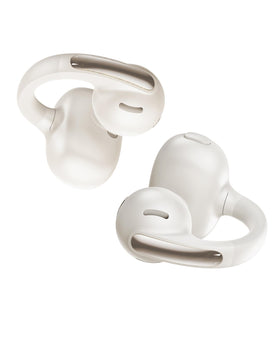 Baseus Bowie MC1 front view showing compact open-ear design and comfort