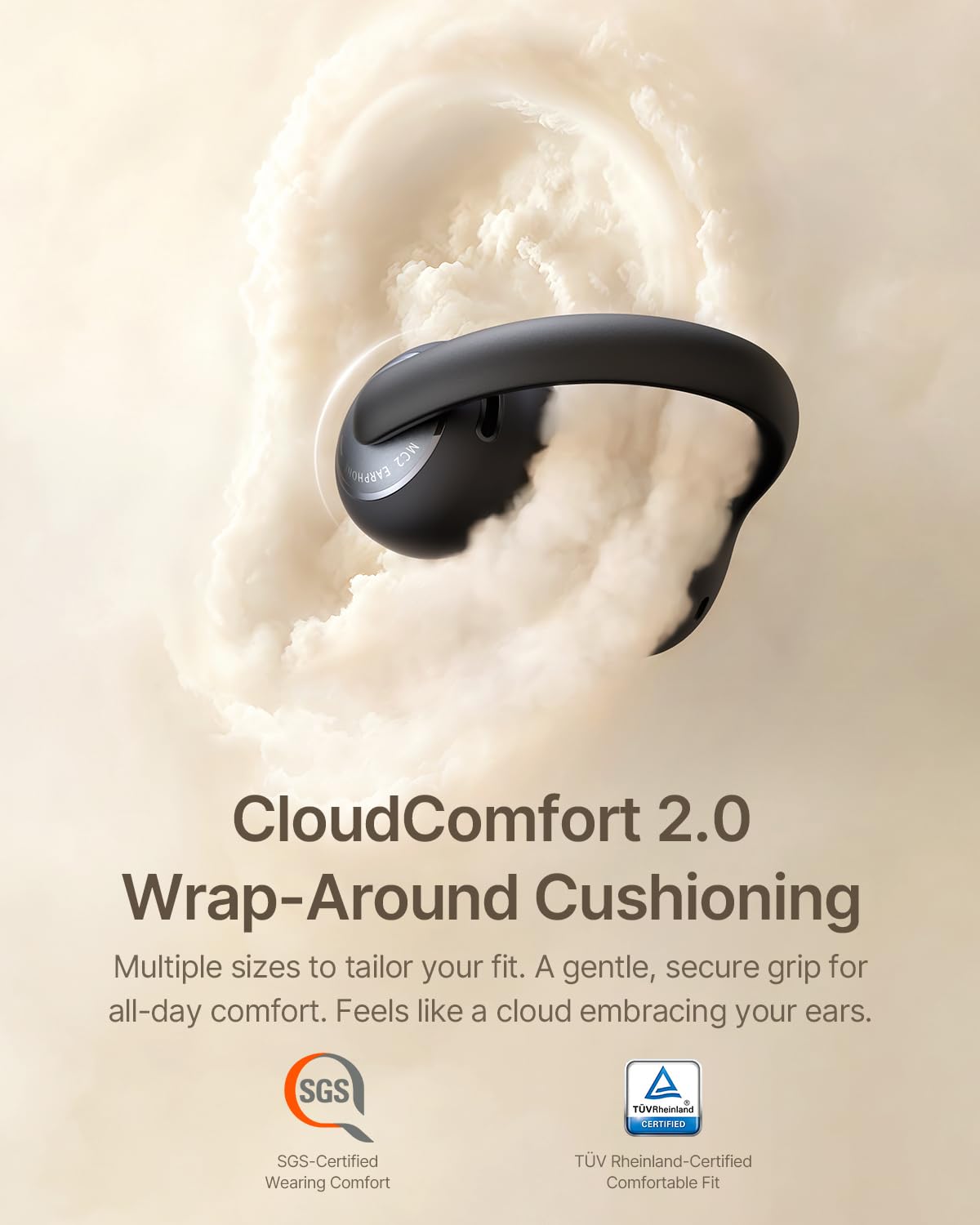 Baseus Bowie MC2 cloudcomfort wrap-around design eases pressure for all-day wear