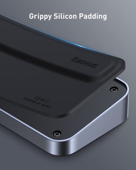Baseus docking station ergonomic stand, elevating devices for better posture.