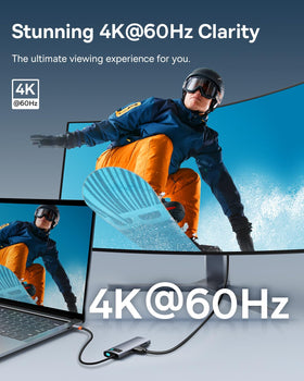 Baseus hub connected to a 4K monitor showing crisp display output benefit