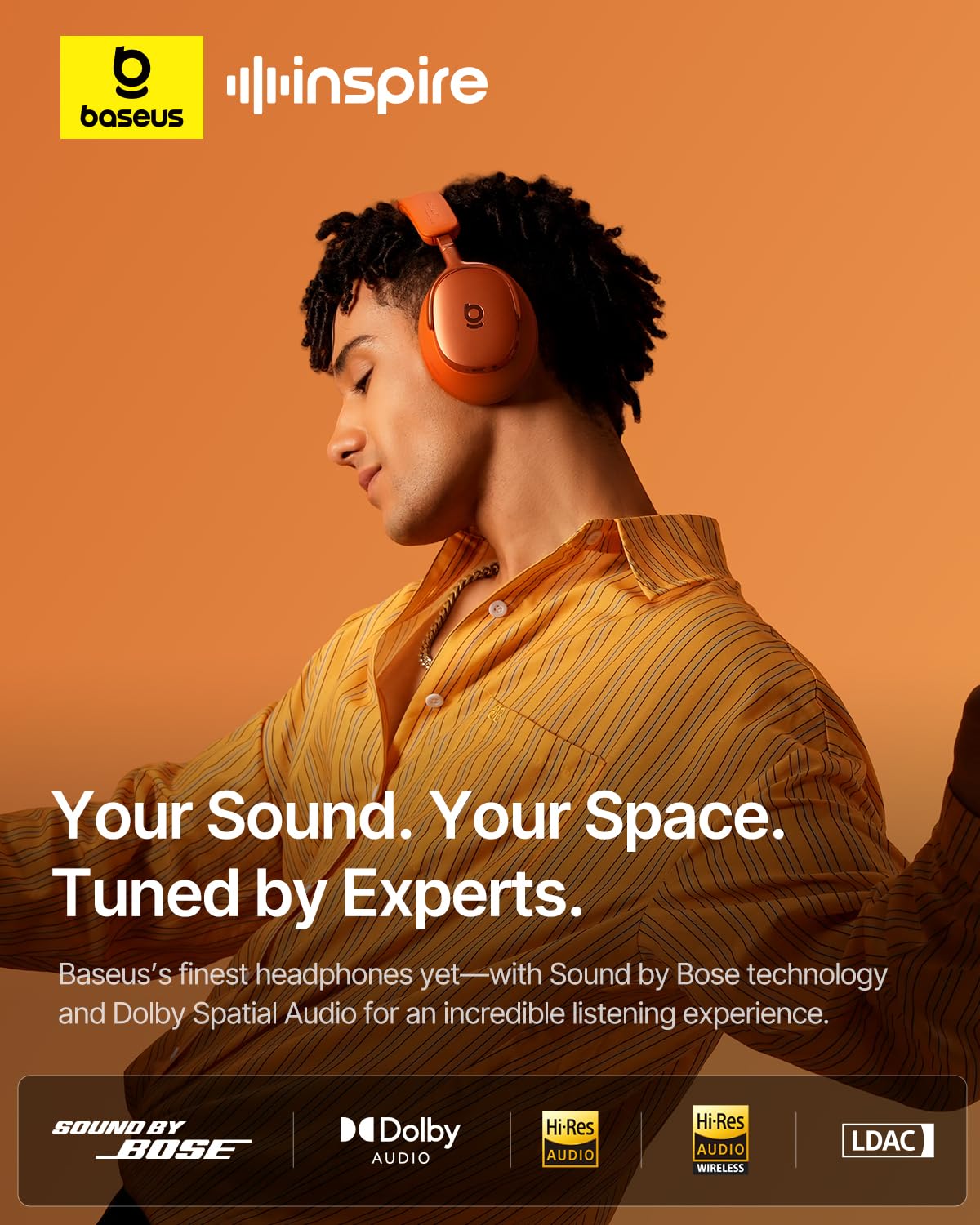 Baseus Inspire XH1 angled drivers deliver deeper bass and clearer mids for immersive listening.