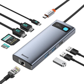 Baseus laptop docking station with dual 4K@120Hz HDMI for multi-monitor productivity
