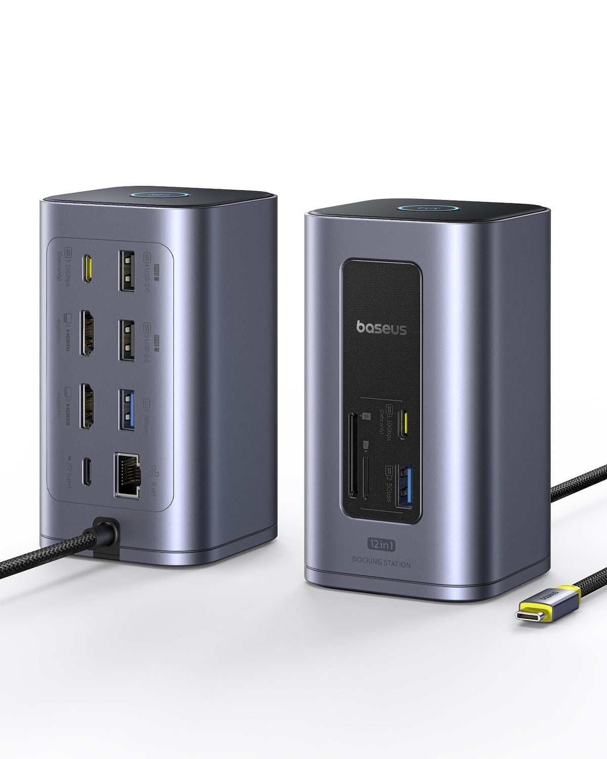 Baseus Nomos Air 12-in-1 Docking Station powers dual-monitor setup with crisp 4K displays