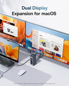 Baseus Nomos Air Mac 12-in-1 Dock dual-monitor setup enables multitasking