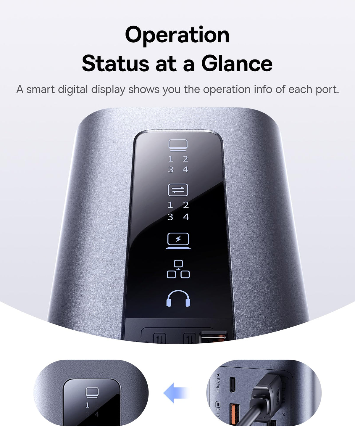 Baseus Spacemate 10Gbps USB ports enable fast data transfers.
