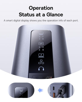 Baseus Spacemate 10Gbps USB ports enable fast data transfers.