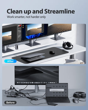 Baseus Spacemate docking station in office setup enhancing productivity and organization.