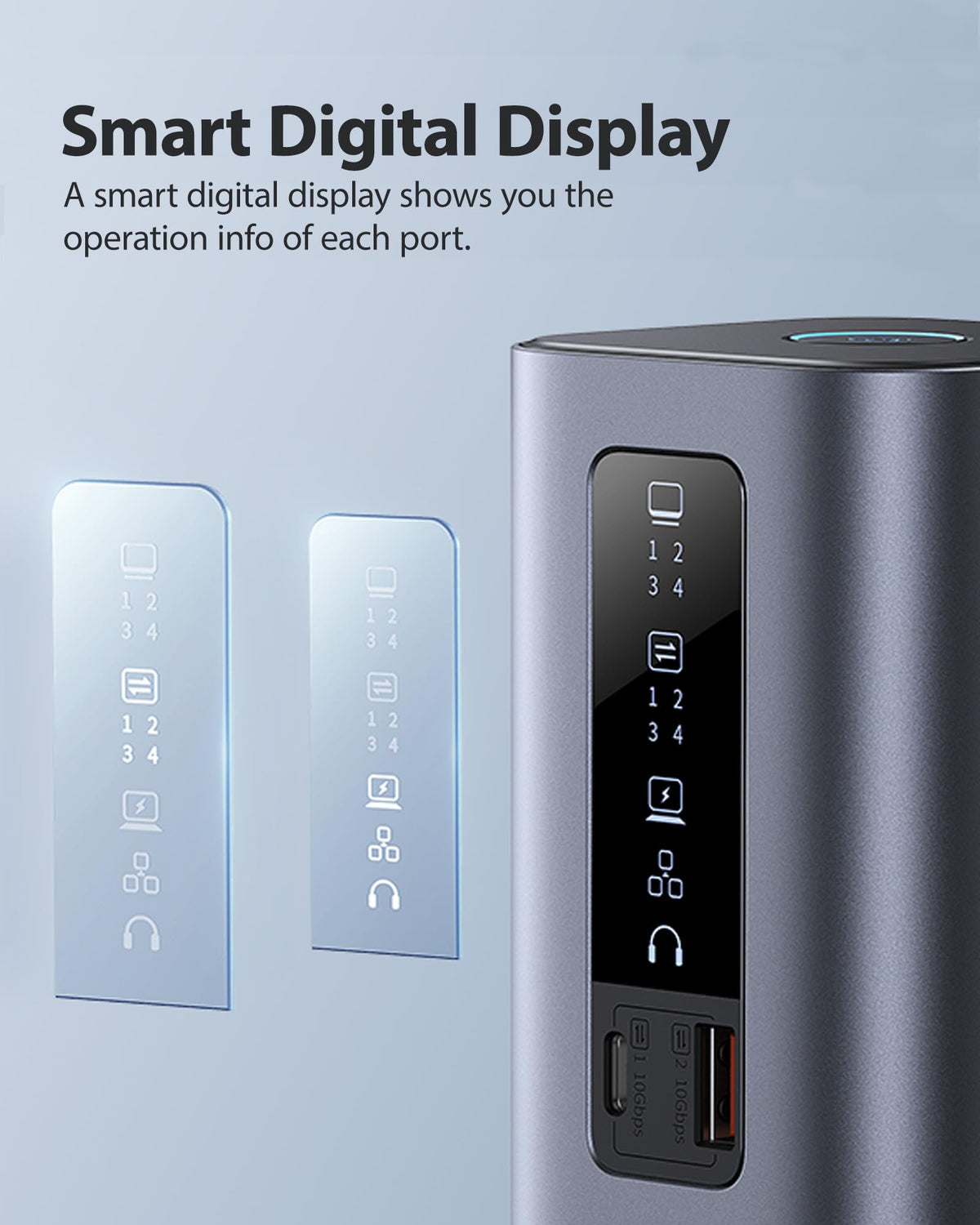 Baseus Spacemate docking station USB-C and USB-A ports for quick 10Gbps file transfers.