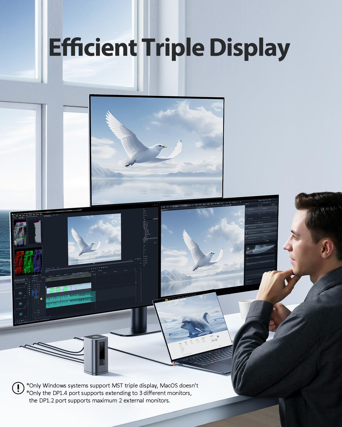 Baseus Spacemate docking station vertical design saving desk space and reducing clutter.