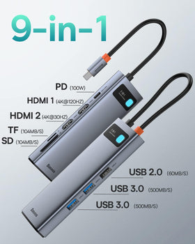 Baseus USB-C dock with 1000Mbps Ethernet for fast, stable wired networking