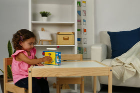 Basic Fun Fisher Price TV Radio bright lithographed case evokes retro visuals for imaginative play