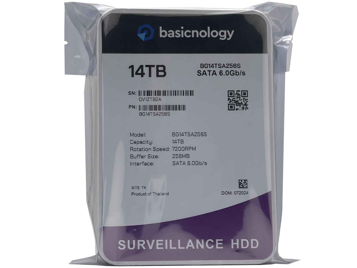 Basicnology Surveillance HDD 14TB side view shows robust 3.5-inch form.